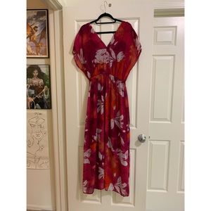 Mossimo Pink Orange Tropical Print Maxi Dress XL